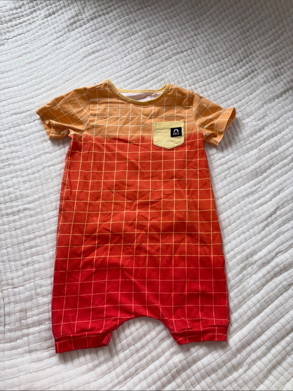 Toddler Gradient Grid One-Piece Romper in Orange and Yellow